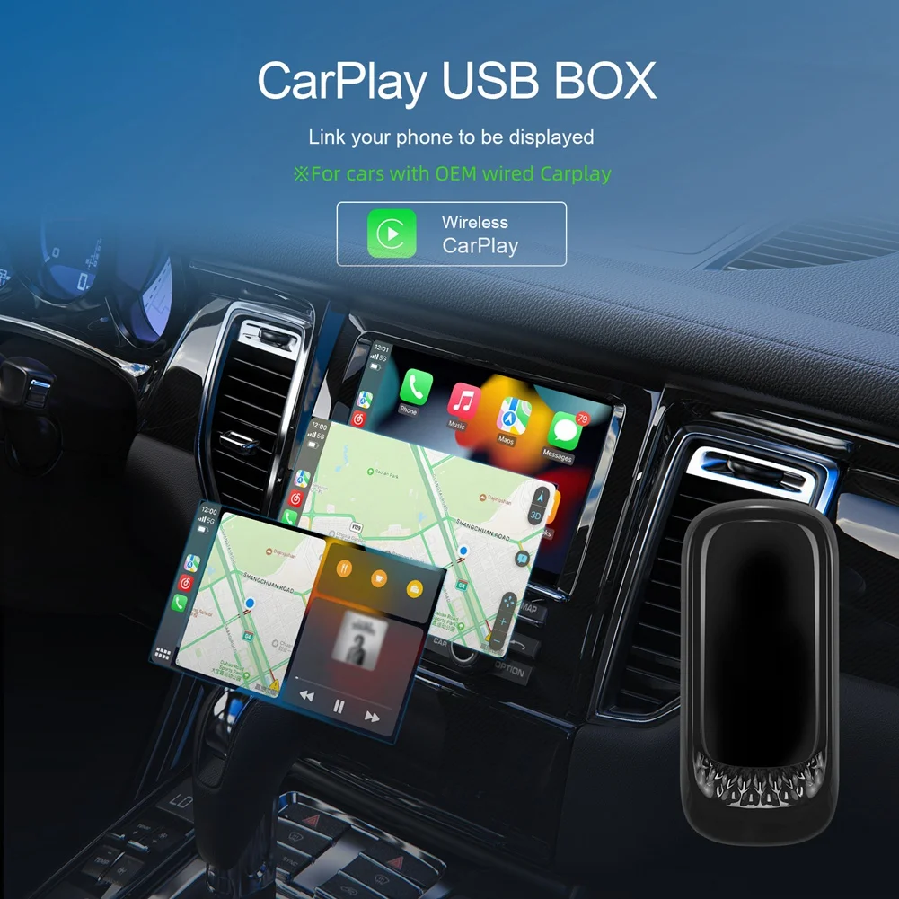 ABWG-RGB Mini Carplay AI Box for CarPlay Wireless Adapter Car Wired CarPlay to Wireless USB Dongle Plug and