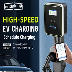 Andalung-電気自動車充電ステーション,RFIDカード,電気自動車充電器壁ボックス,7kw,22kWタイプ2,壁マウント,gbt