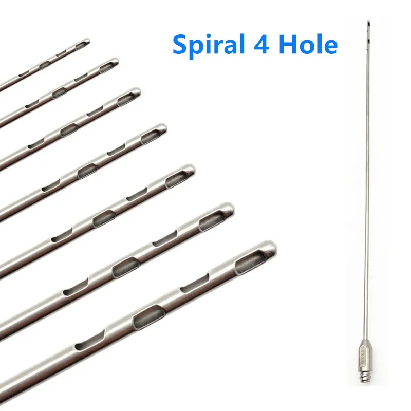 Spiral Four Holes Liposuction Cannula Fat Transfer Needle Fat Harvesting Cannula for Stem Cells Beauty Use Liposuction Tool