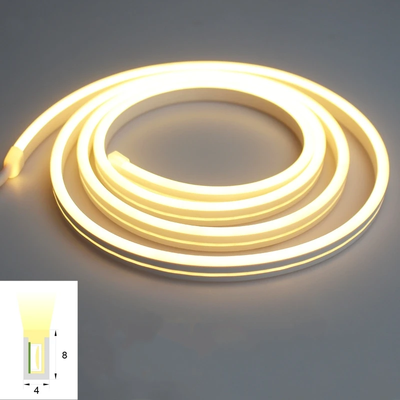 0408 Ultra Thin LED Silicone Neon Tube DC12V 24V Flexible Tape Strip Light Waterproof Home Linear Decor Cabinet DIY Light Source