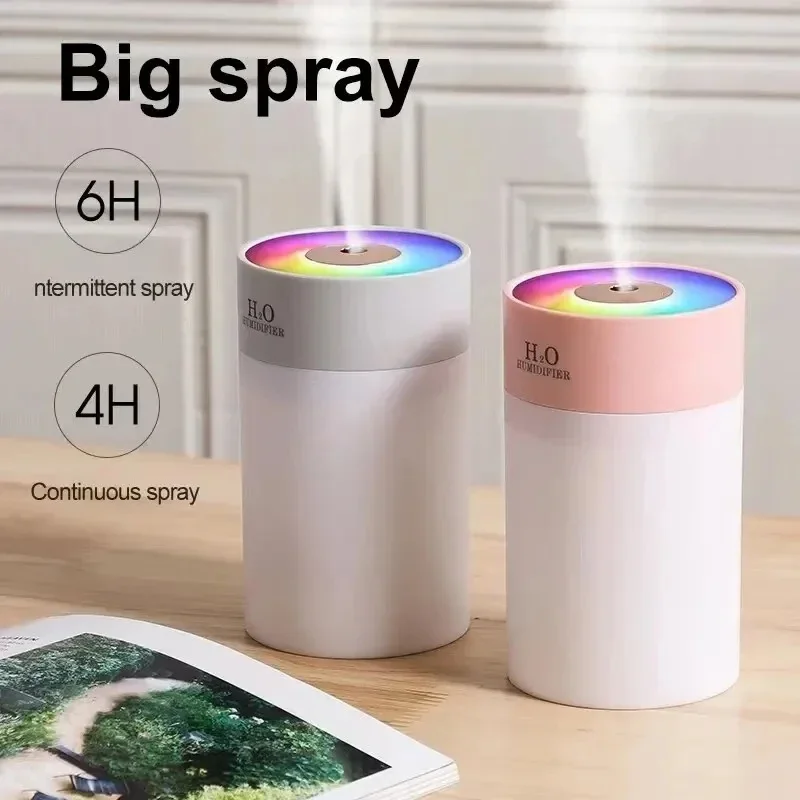 Humidificador USB luminoso para el hogar, 260ml portátil de luz nocturna, pequeño suplemento de agua, humidificación de aire en aerosol para coche