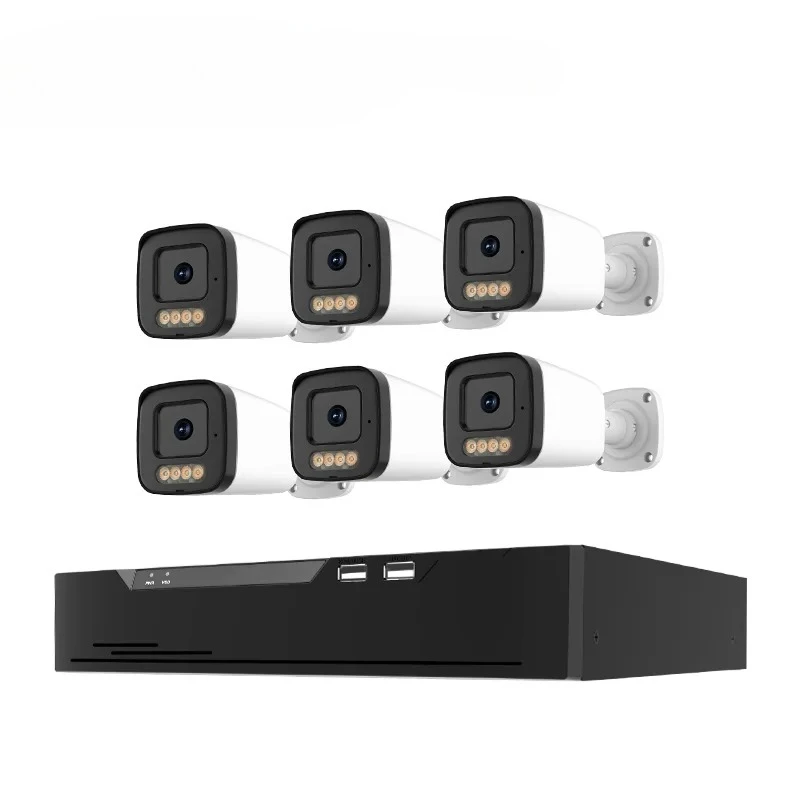 for Veezoom 6CH 5MP Full Color Night Vision H.265 Network IP CCTV System 2-Way Audio Bullet Poe Security Camera Featuring Cloud