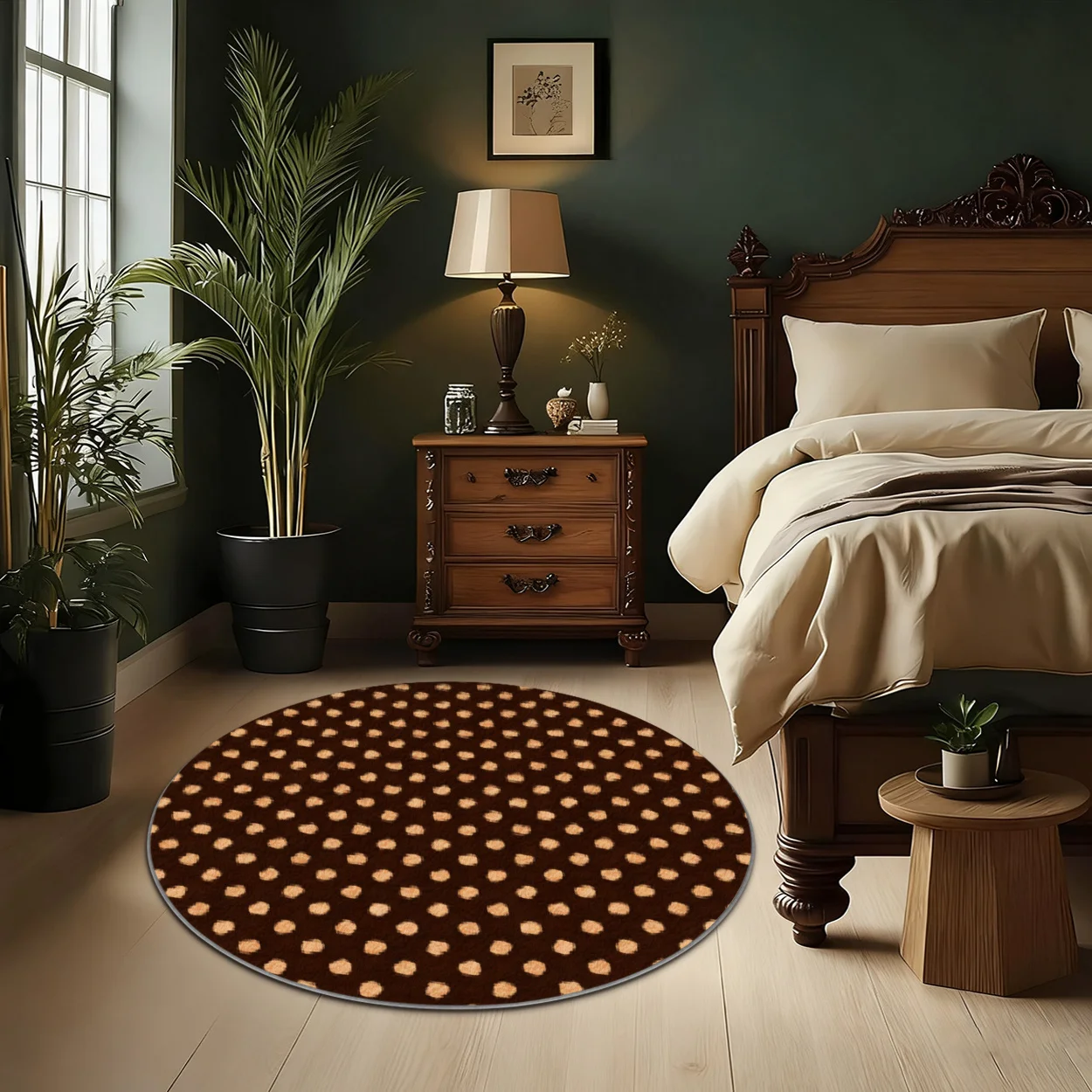 Vintage Wood Background Bear Family Circular Area Rug  Fall Maple Leaf Wildlife Print Round Mat Country Cabin Home Floor Rug