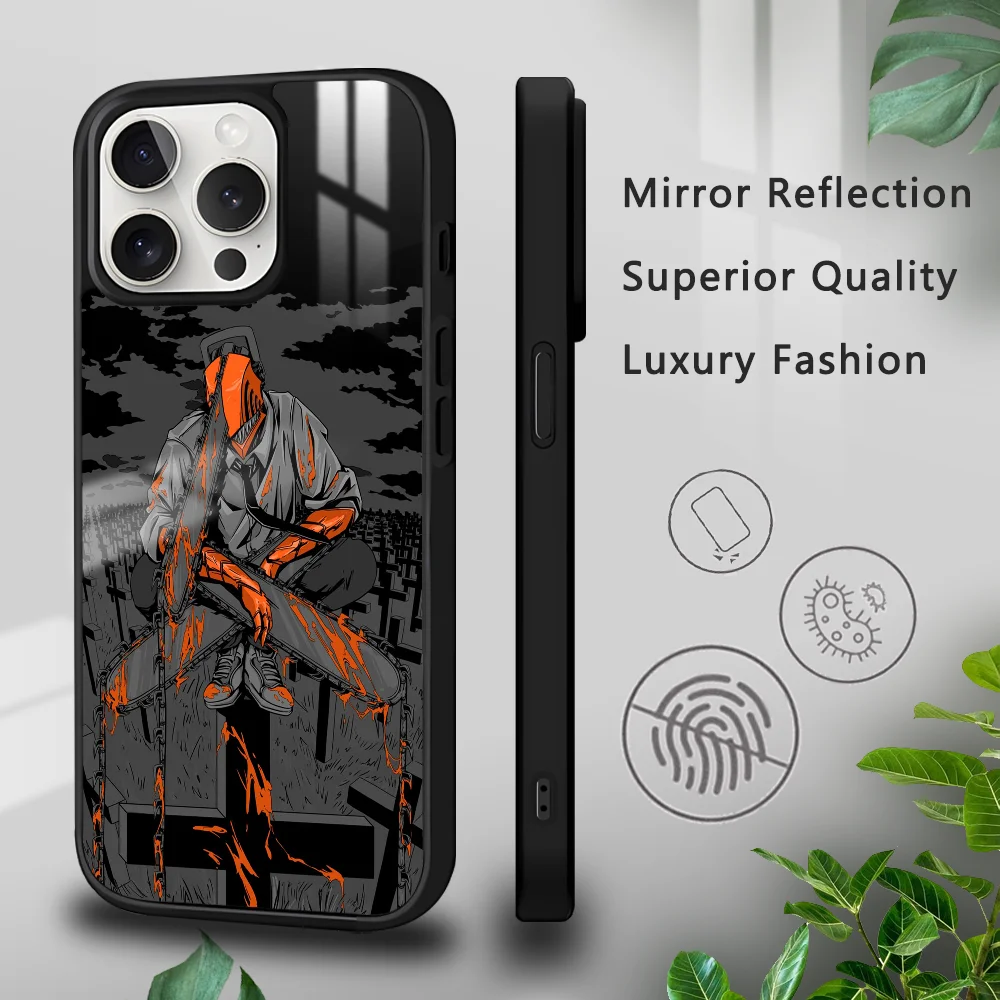 

Anime Cool C_Chainsaw Man Phone Case For iPhone 16 15 14 13 12 11 Pro Xs Max Mini Plus Celulares Hard Funda