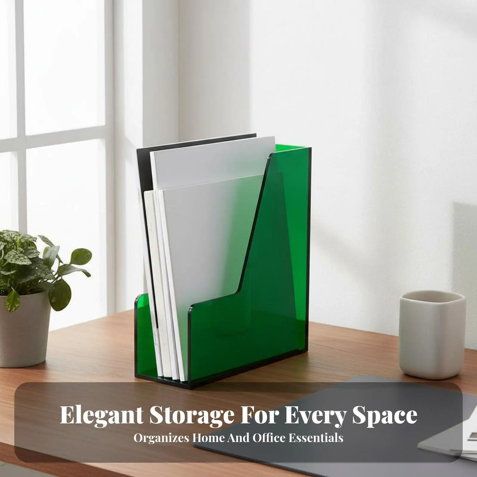 Acrylic File Holder Vertical Desk Organizer A4 Document Organizer for Office Storage and Home Study Room