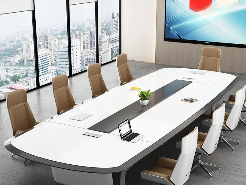 for High-end Paint Conference Table Long Simple Modern Negotiation Light Luxury Large Office Furniture