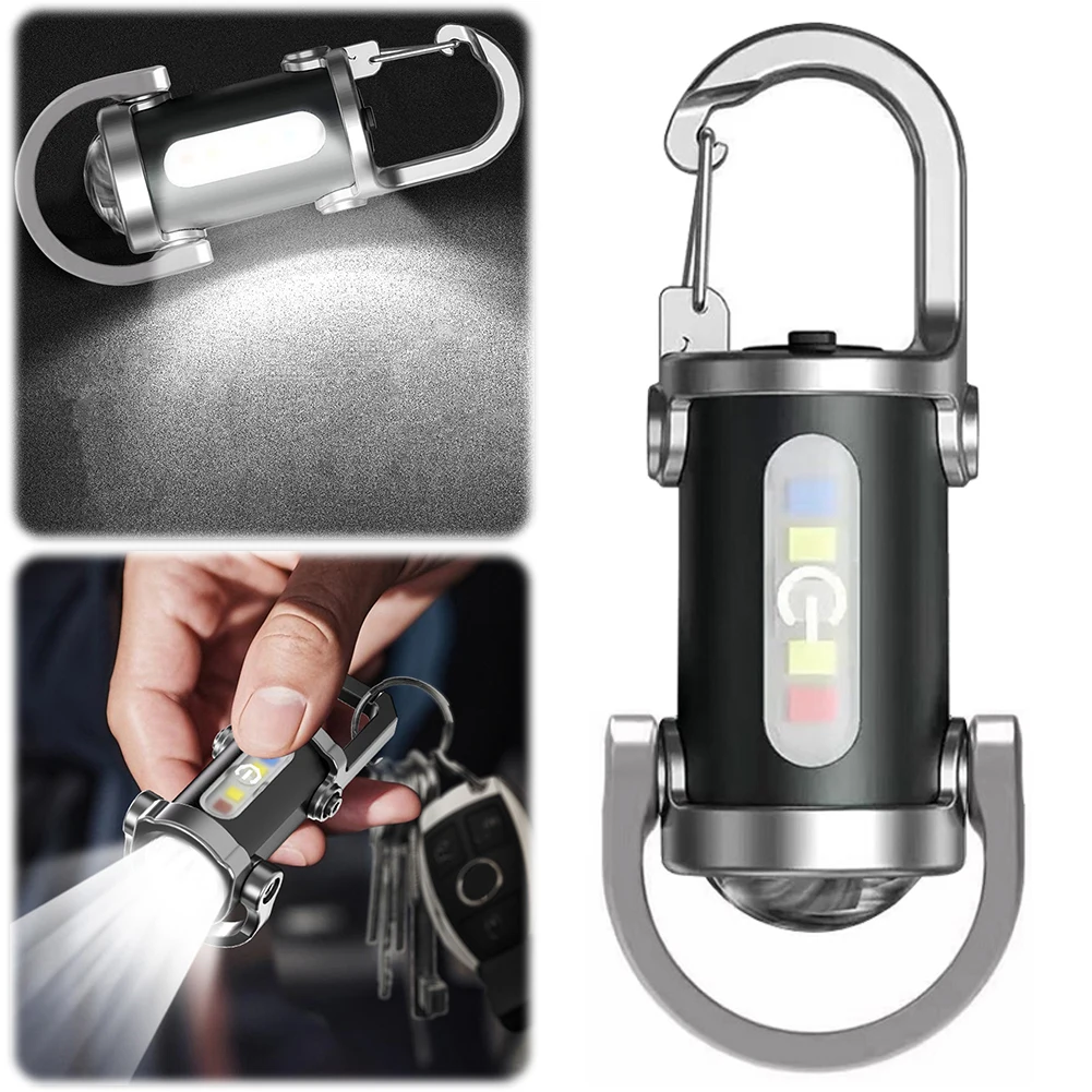 1200LM Super Bright Mini Keyring Torch LED Rechargeable Key Ring Torch for Outdoor Camping