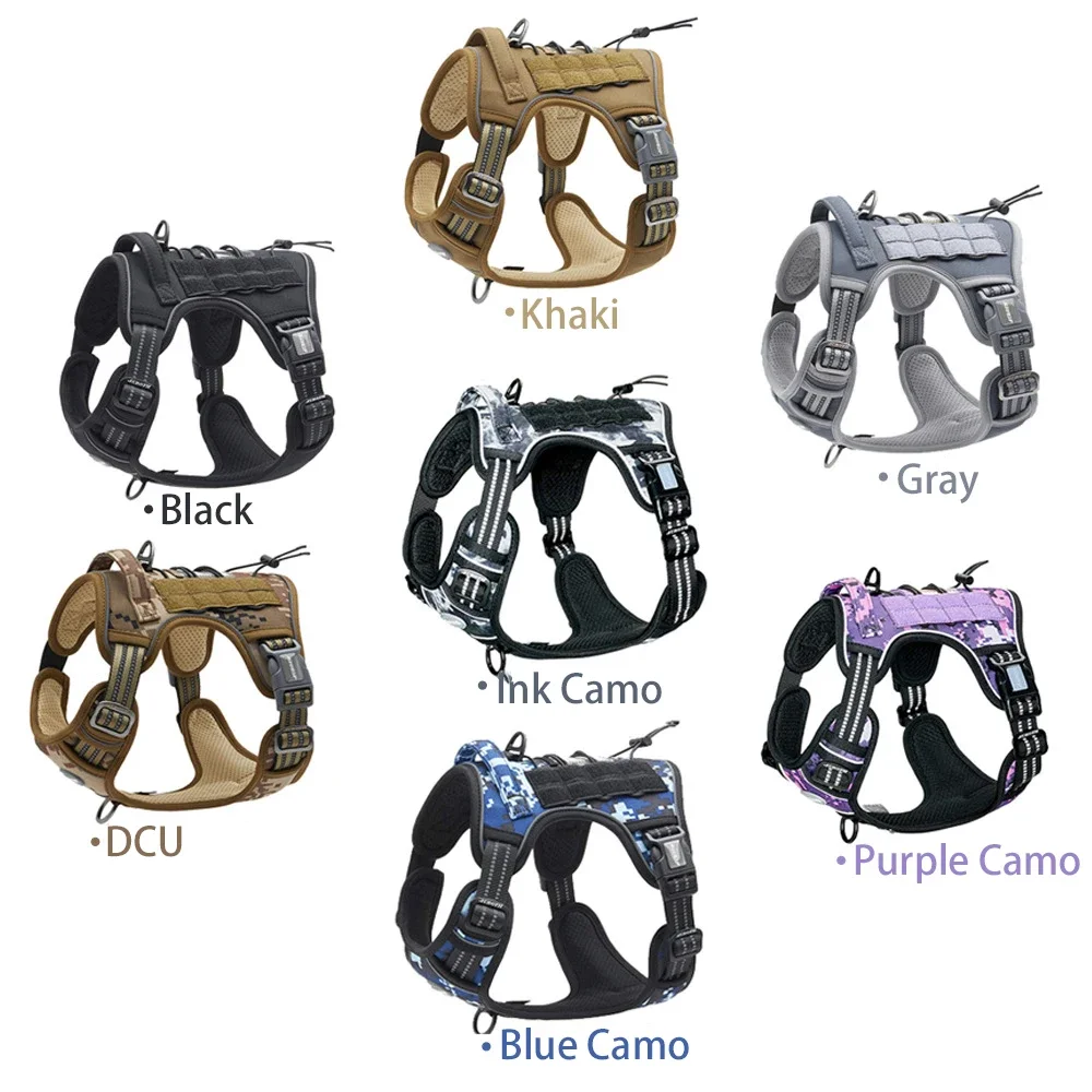 Tactical Harness for Large Dogs No Pull Adjustable Pet Harness Reflective K9 Training Easy Control Pet Vest Military Service