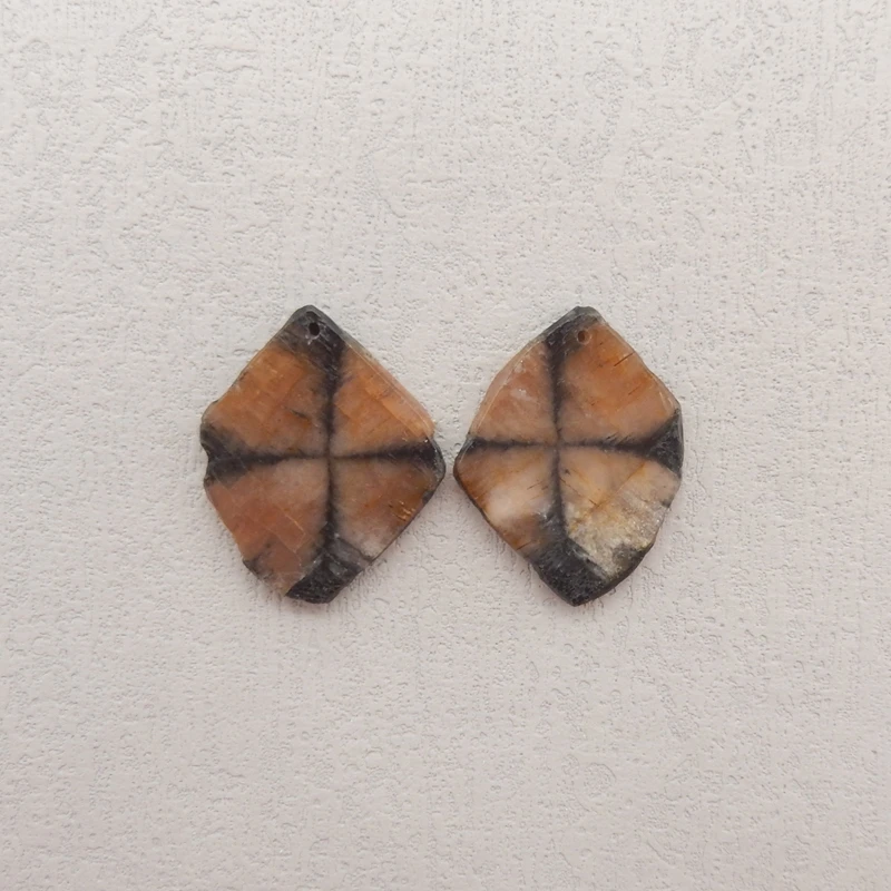 

Natural Chiastolite Nugget Earring Beads Fashion Jewelry Accessory 33x27x4mm 13.4g