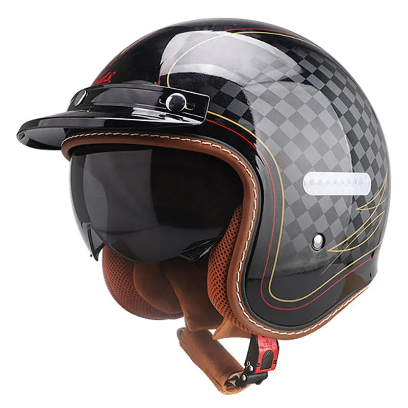 

3/4 Open Face Motorcycle Helmets Retro Vintage Moped Helmet for Men Women Scooter ATV Cruiser Bobber Jet Helmet DOT Approved