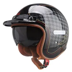 3/4 Open Face Motorcycle Helmets Retro Vintage Moped Helmet for Men Women Scooter ATV Cruiser Bobber Jet Helmet DOT Approved