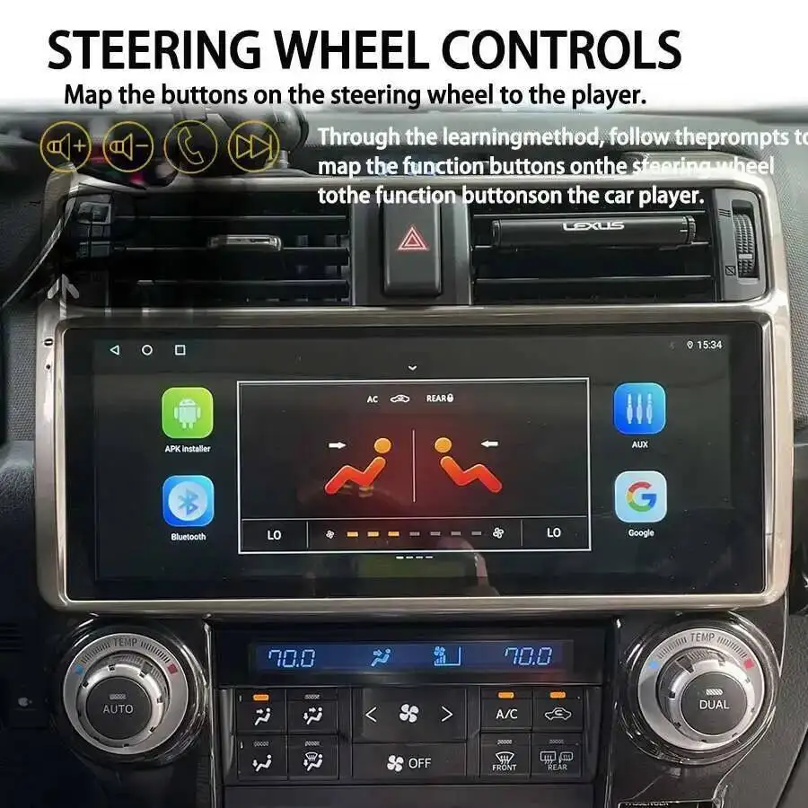 12.3 Inch Navirider Android 14 Car Stereo for Toyota 4 Runner 2009-2019 GPS Navigation Bluetooth AC Control Multimedia Head Unit