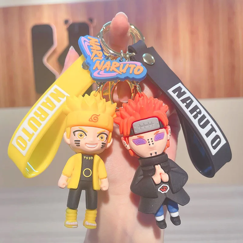 11cm Cartoon Anime Naruto Action Figures Keychains Sasuke Kakashi Key Pendant Cartoon Bag Pendant Doll Keychain Boy Gift