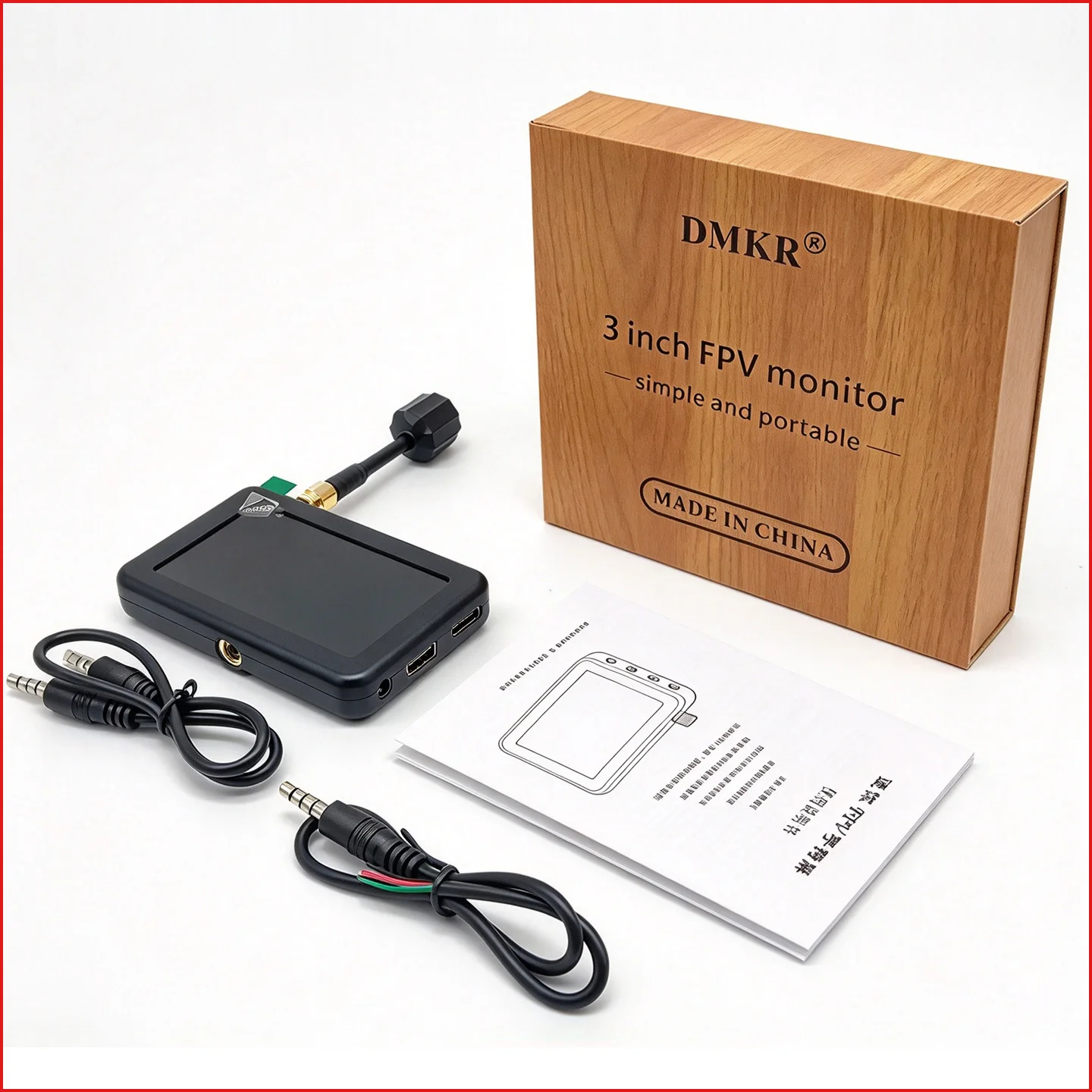 DMKR 5.8G 40CH 3Inch LCD Display 480*320 FPV Monitor Build-in Battery Auto Search For RC Multicopter FPV Drone