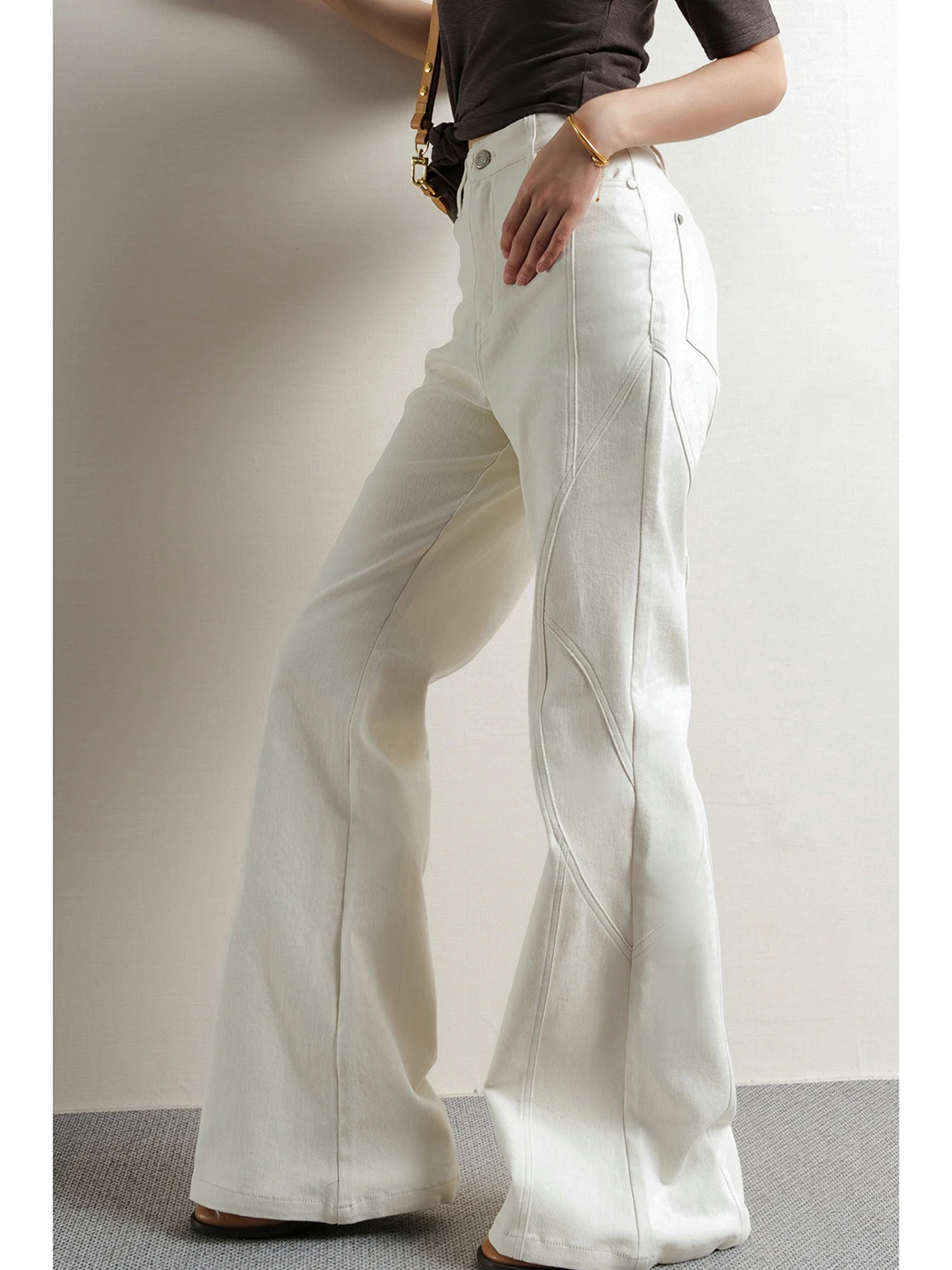 

Модный комплект с цветочным принтом Thi Heel oe, женские джинсы-колокольчики с высокой талией, новинка 2025, ультра длинные брюки в пол, повседневные брюки