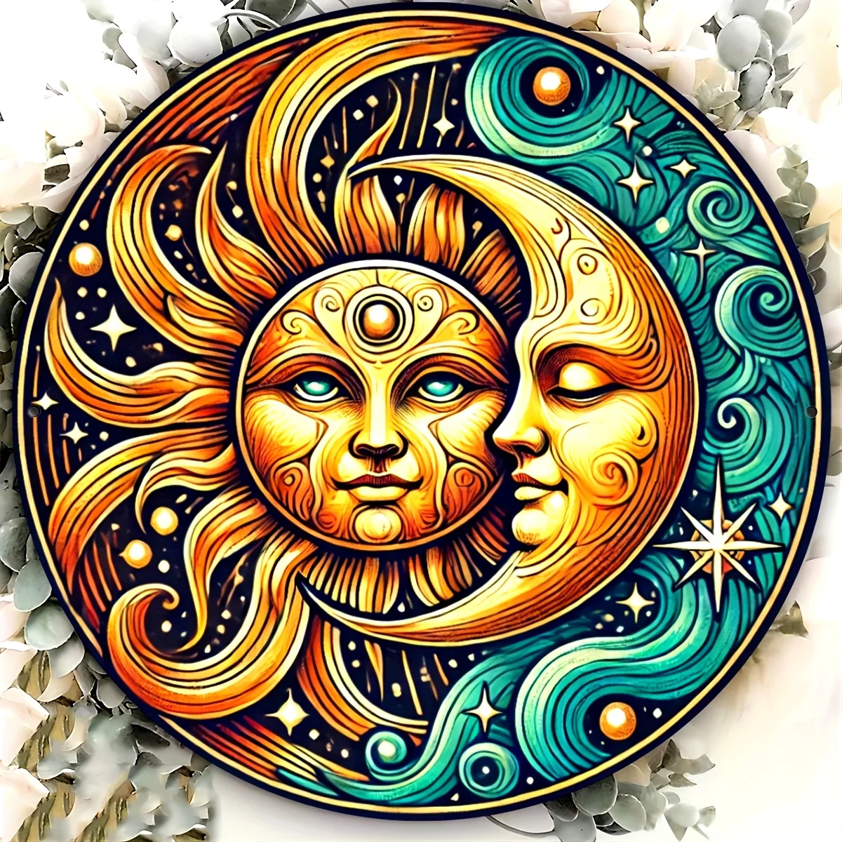 

Деревенское металлическое настенное искусство «Солнце и Луна» — винтажный алюминиевый декор для дома, офиса, кафе | Подвесной декор в стиле фермерского дома