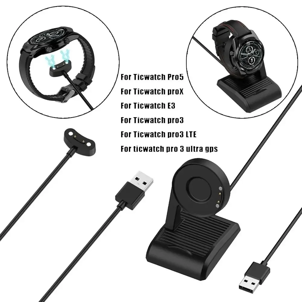 

USB Charging Cable Dock For Ticwatch Pro5 3 Ultra GPS / E3 / Pro X / Pro 3 / Pro3 LTE Smart Watch Charging Line Charger Magnetic