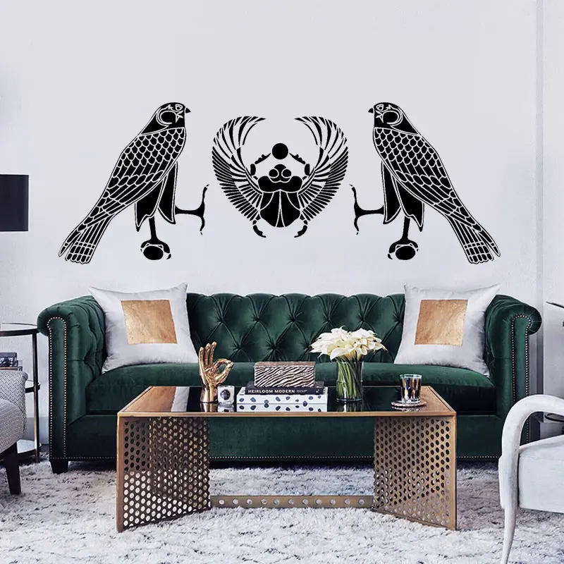 

Egyptian Mythology Scarab Horus Acient Vinyl Home Decor Wall Sticker Removable Self-adhesive Mural Room Decals Wallpaper 4615