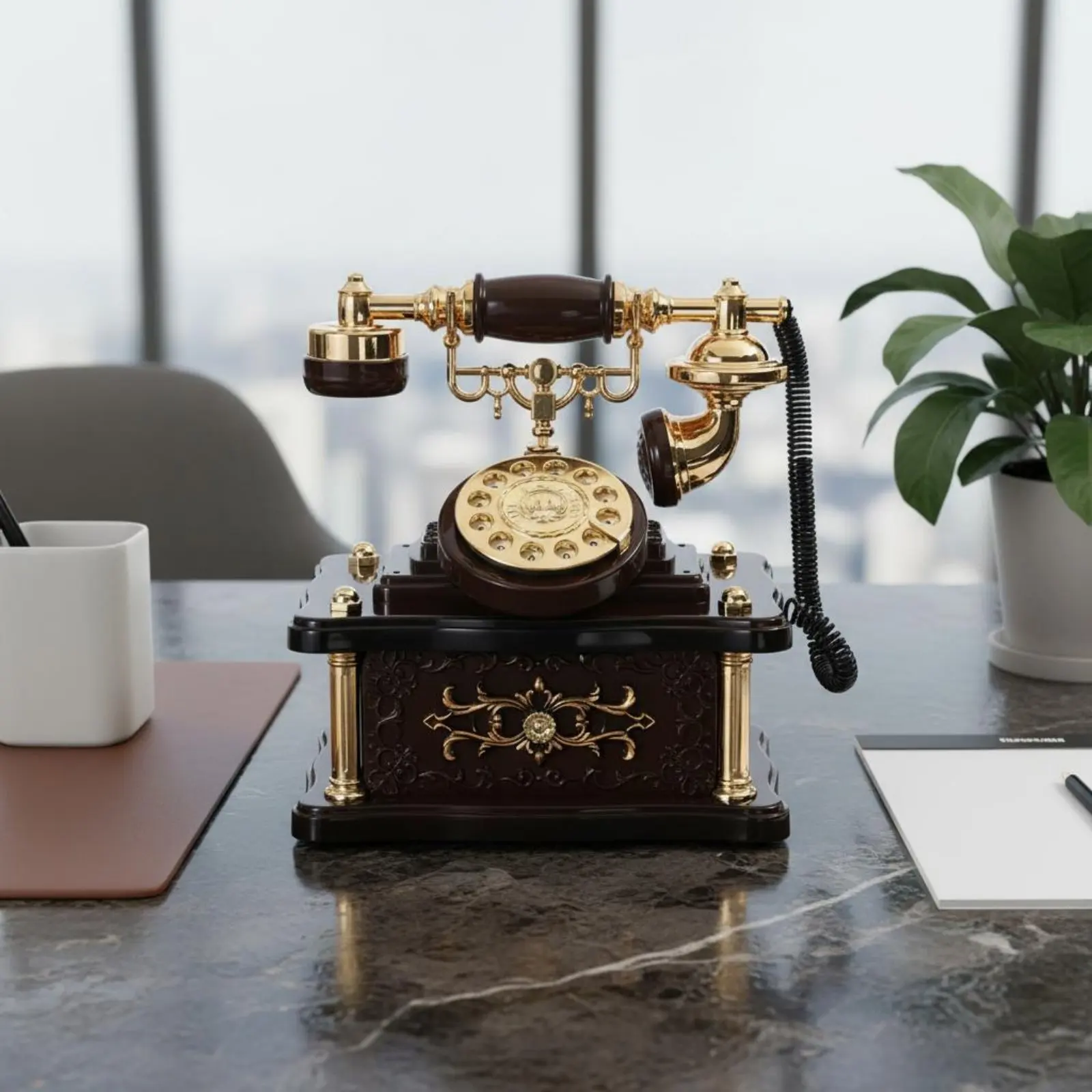 Retro Telephone Melody Box Nostalgic Feel Antique Design Desk Phone Decor Vintage Phone Ornament Decorative House Decoration
