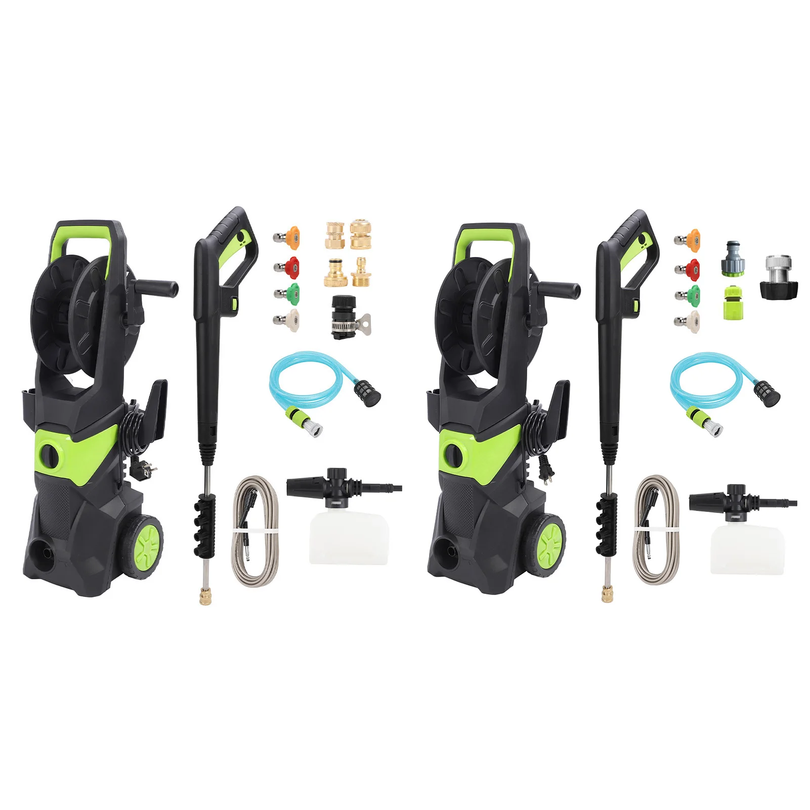 

Очиститель высокого давления Мойка высокого давления 100 бар, 5,6 л/мин, со шлангом 32 фута, 4 насадки, электрическая автомойка для уборки забора, патио