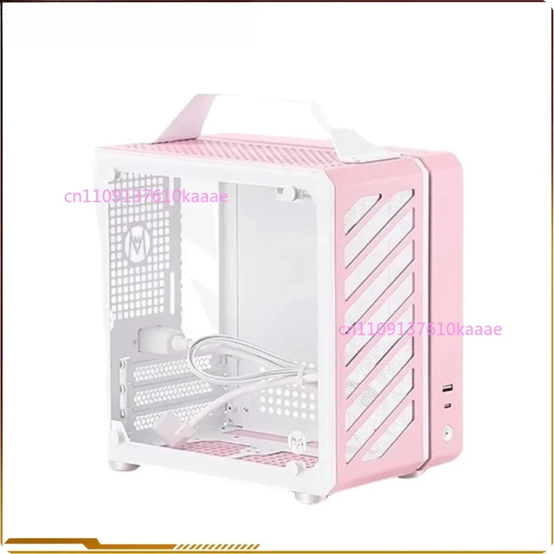 C24 Sugar Cube Air Mini ITX Computer Case, Portable Type-C Tempered Glass Desktop Chassis