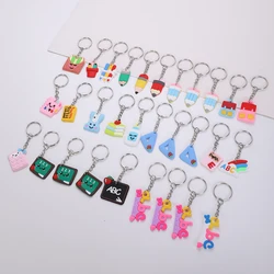 30pcs Cartoon Stationery Keychain, Mini Cute Keyring For Classroom Prizes, Birthday Party Favors Gift Stuffers Supplies