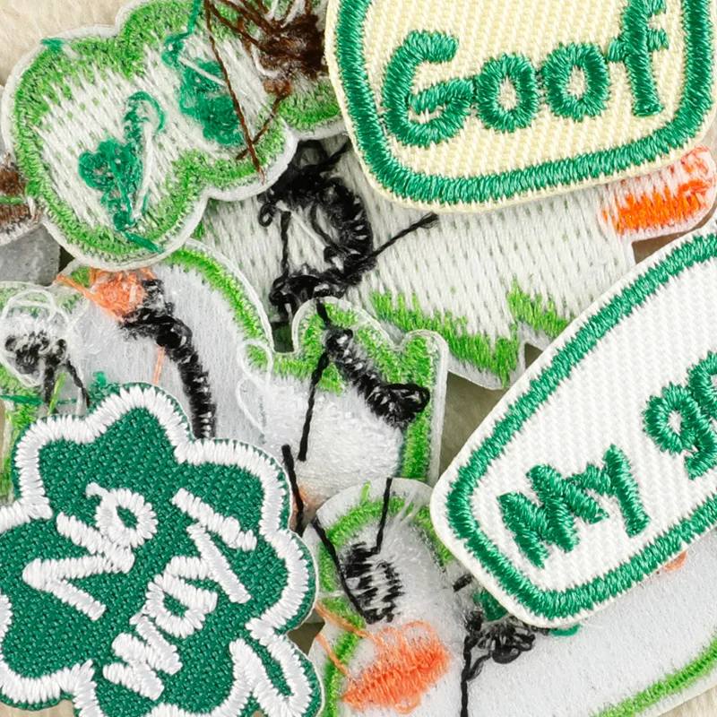 18 Stück kleine grüne Aufnäher zum Aufbügeln, Jacke für Kleidung, Thermo-Lot, Aufkleber-Set, Nähen, niedliche Stoffe, Kinder, DIY, bestickte Tiermasse – Detail 7