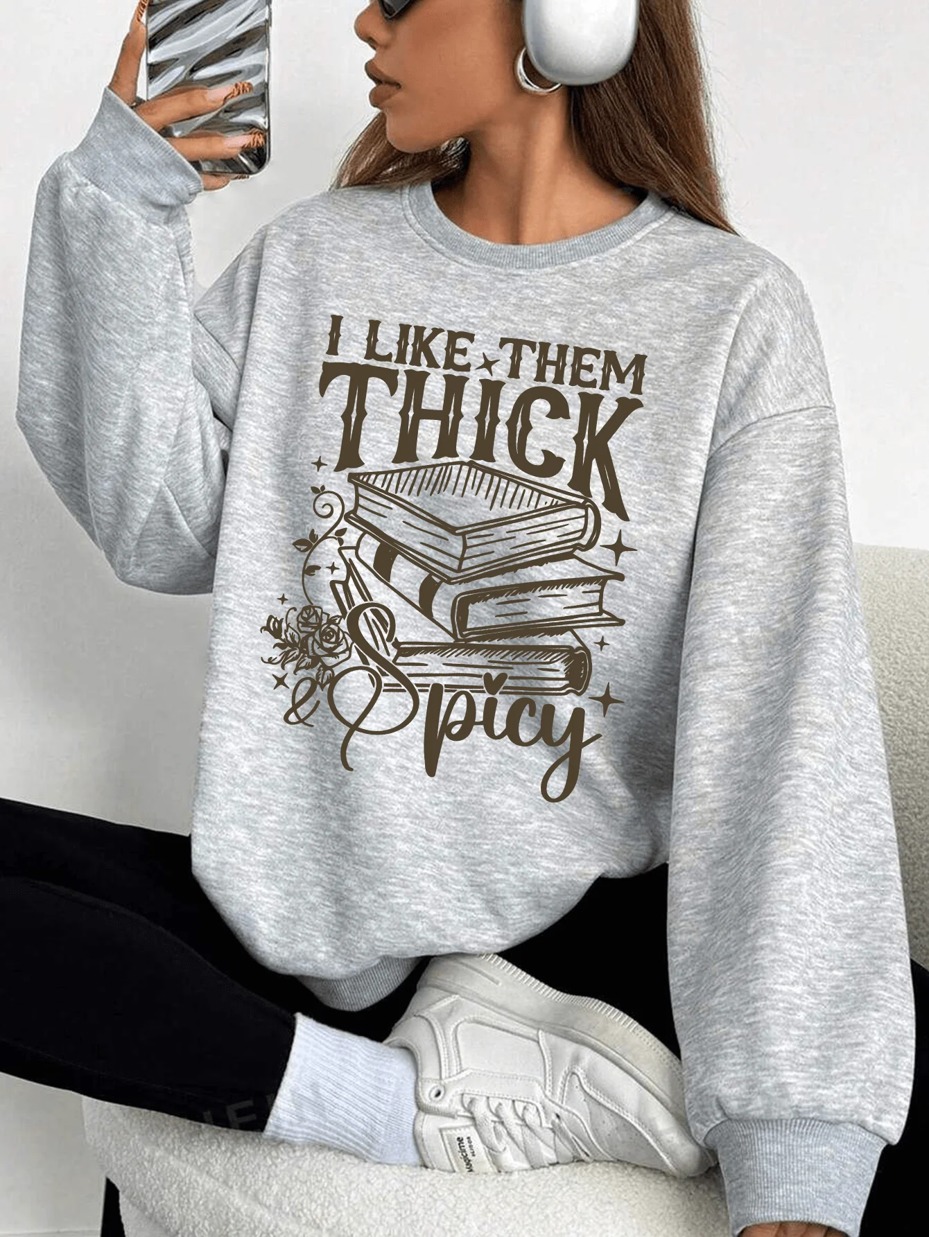Winter Clothing Gift Ideas - Women's Book Graphic Sweatshirt Crewneck Casual