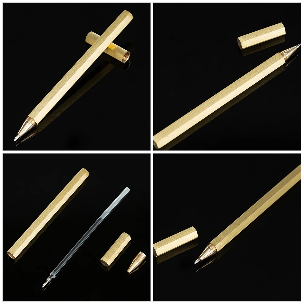 

Медная шестиугольная гелевая ручка с чернилами, винтажная ручка для письма для офиса, школьника, практичные ручки для рисования, новые ручки