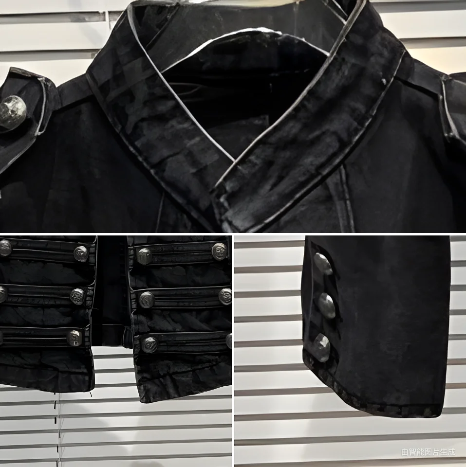 Punk Style Black Stand Up Collar Denim Jackets Vintage Washed Motor Coat For Women 2025 Autumn New Loose Long Sleeve Outerwear 35 Se32ccbdba9814c83876c2de64313605dd