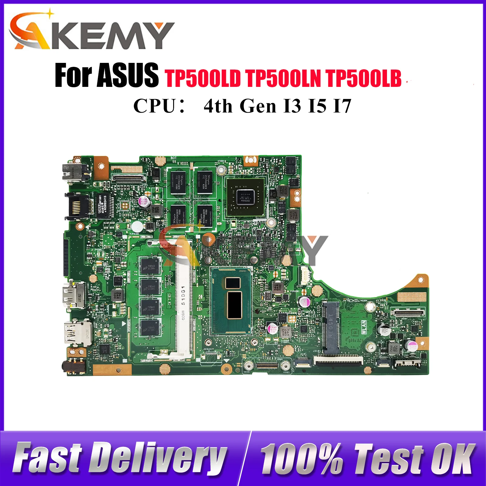 

TP500LN Laptop Motherboard For ASUS VivoBook Flip TP500L TP500LB TP500LN TP500LD Mainboard With I3 I5 I7 CPU 100% tests OK stk