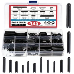 435pcs/385pcs Slotted Spring Dowel Tension Roll Pins Assortment Kit M1.5 M2 M2.5 M3 M4 M5 M6 pring-Type Straight  Pins