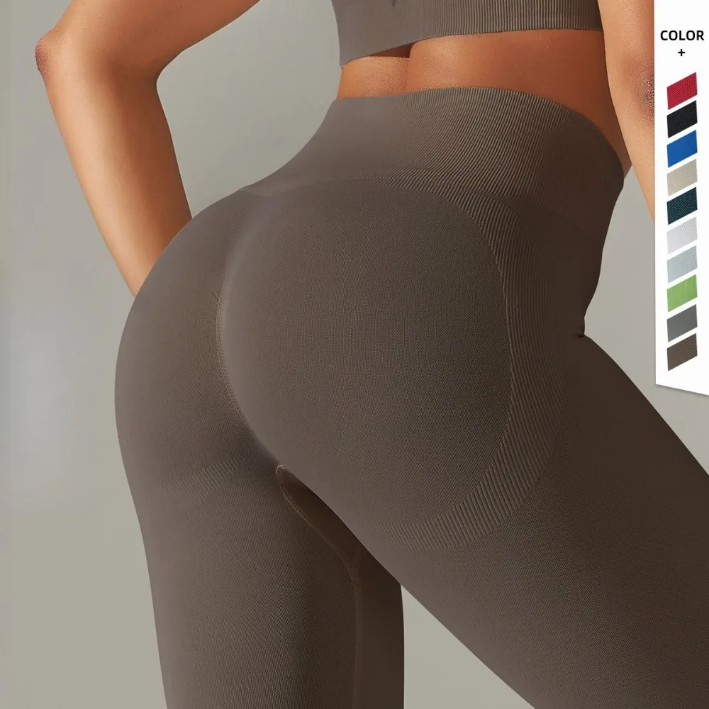 

Women's Knit Capri Pants, Solid Color High-Waist Tight Tummy Control, Butt-Lifting Athletic Running Fitness Yoga Leggings