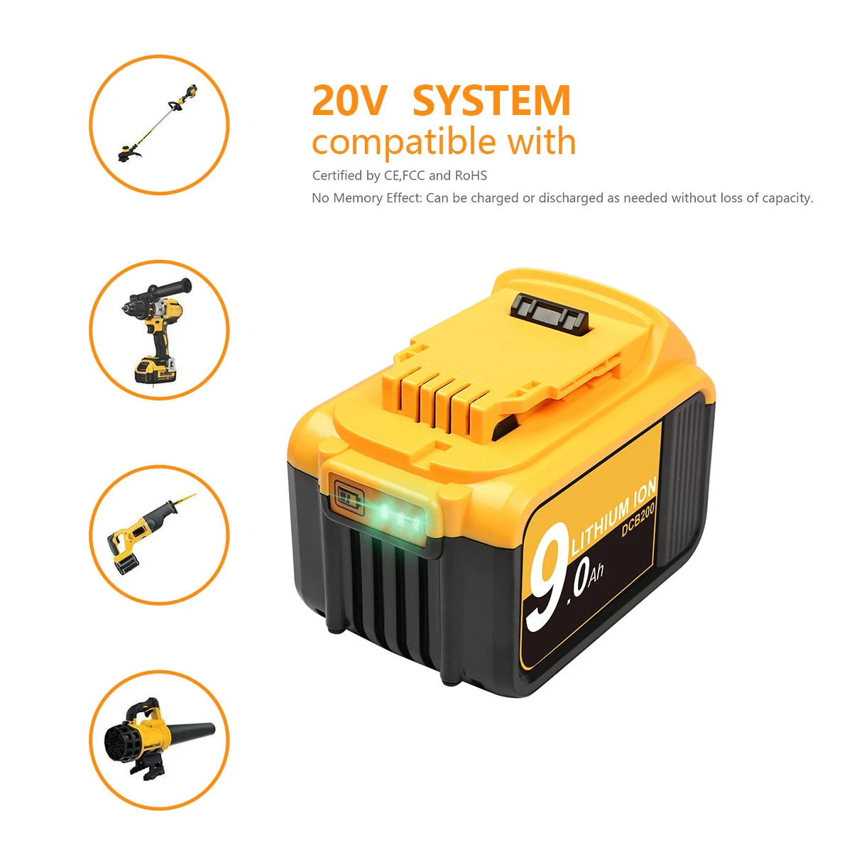 For Dewalt Battery 20V For Flexvolt DCB609 DCB547-XJ DCB205 DCB200 DCB182 DCB609-2 20V/60V MAX Lithium Ion Battery For Dewalt