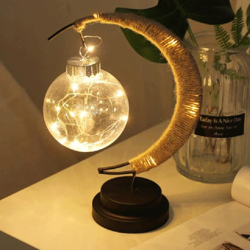 Lámpara LED con forma de bola de Luna, lámpara de mesa de bola de deseos de corazón de niña, decoración de dormitorio, luz nocturna