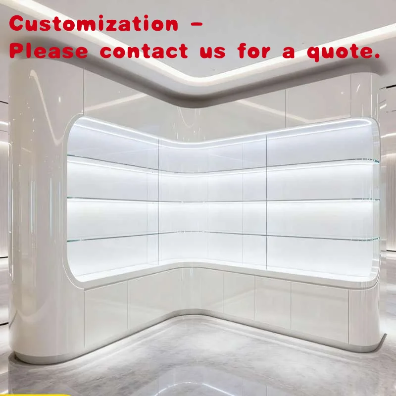 custom.Luxury LED Glass Display Cabinet High Quality Product Display Rack Cosmetics Container Beauty Salon Cab
