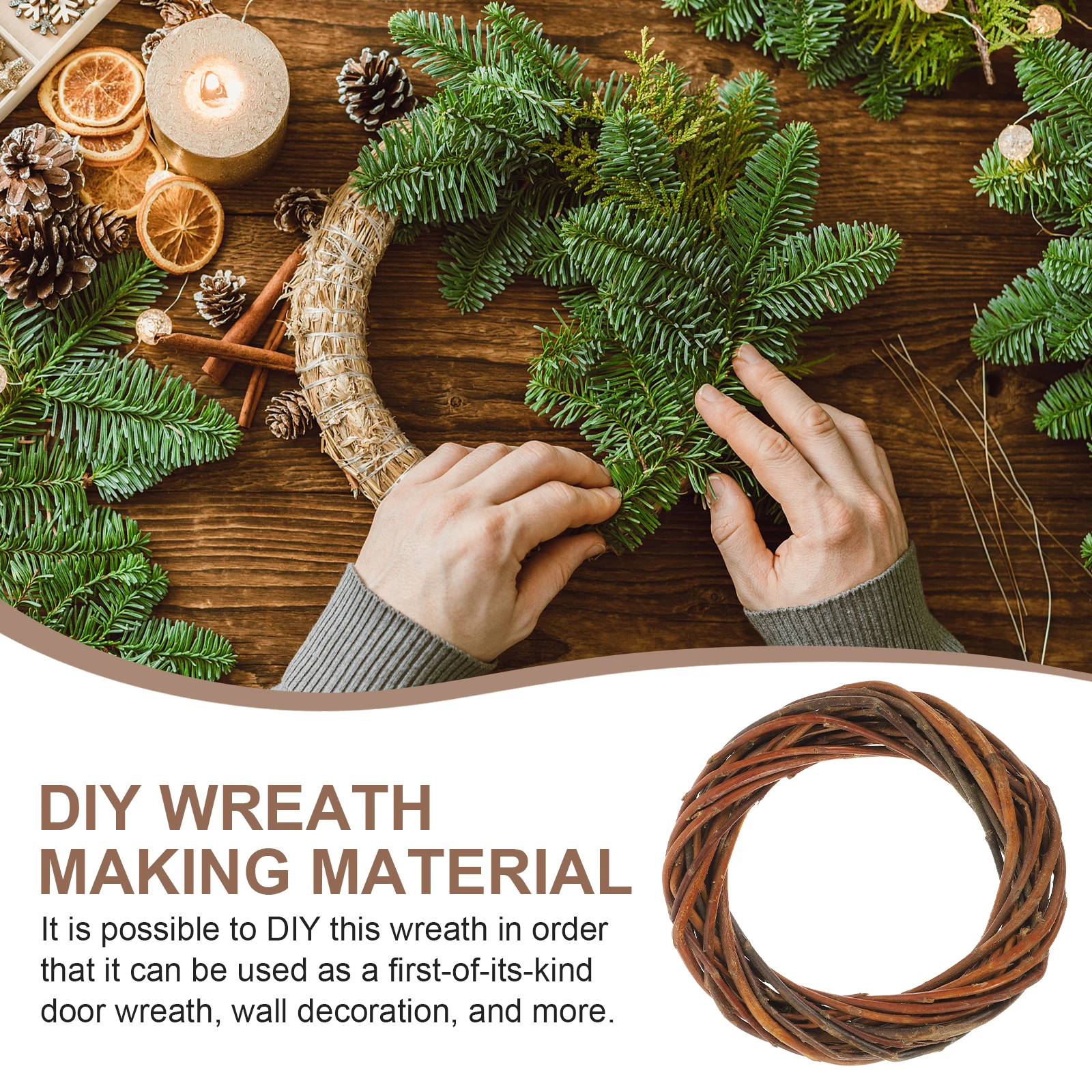 

Large Willow Wreaths for Crafts Wicker Garland Christmas Decorations Natural Material Brown