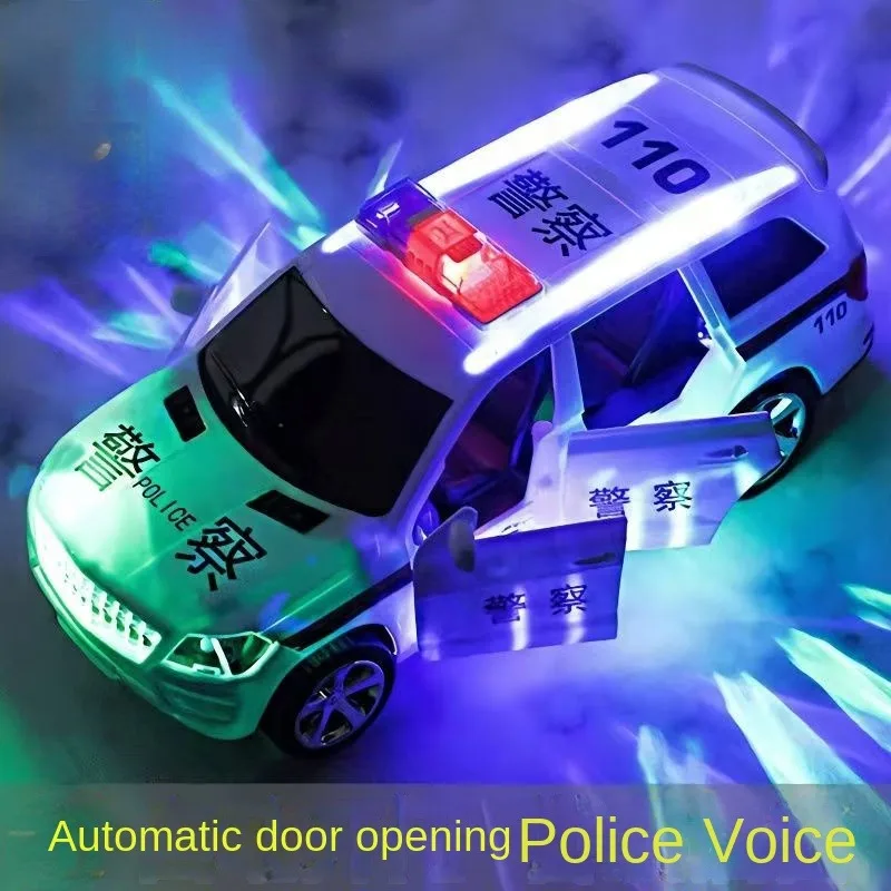 Electric police car toy children open police car with siren car electric universal to police car boy gift