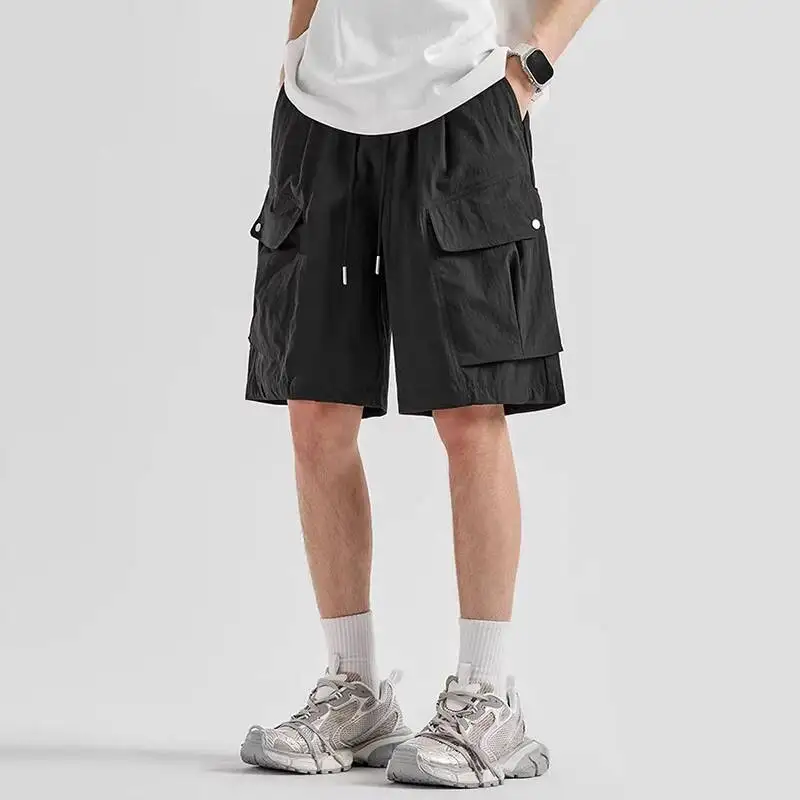 LUZHEN 2026 Summer Fashion Multi Pockets Design Straight Casual Five-pointed Pants Men Handsome Trendy Male Cargo Shorts JY8116