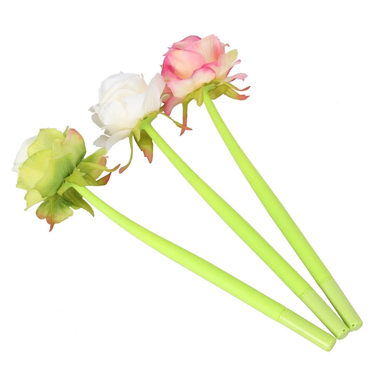 3pcs 0.5Mm Gel Ink Shaped Pens Creative Flower Design For School Office Home Black Ink Smooth Writing
