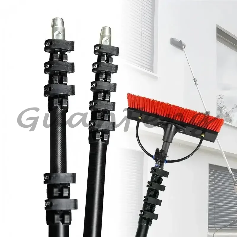Carbon Fiber Telescopic Cleaning Rod Brush, Water Supply High Pressure Washer Attachment for Solar Panel Outdoor Washing