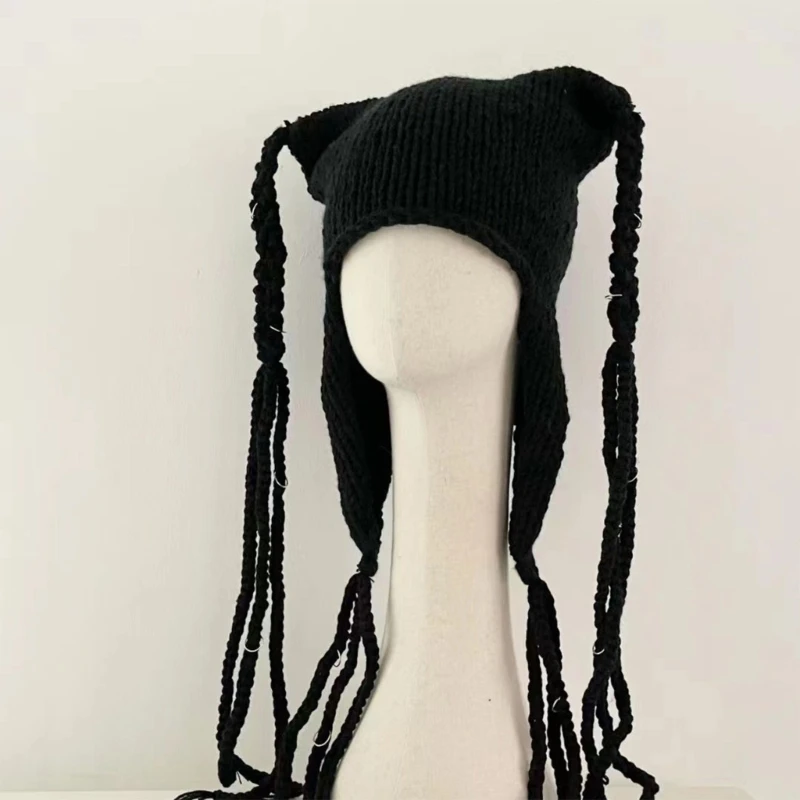 Handcrochet Dreadlocks Braid Hat Winter Autumn Warm Pullover Hat for Daily Wear Dropship