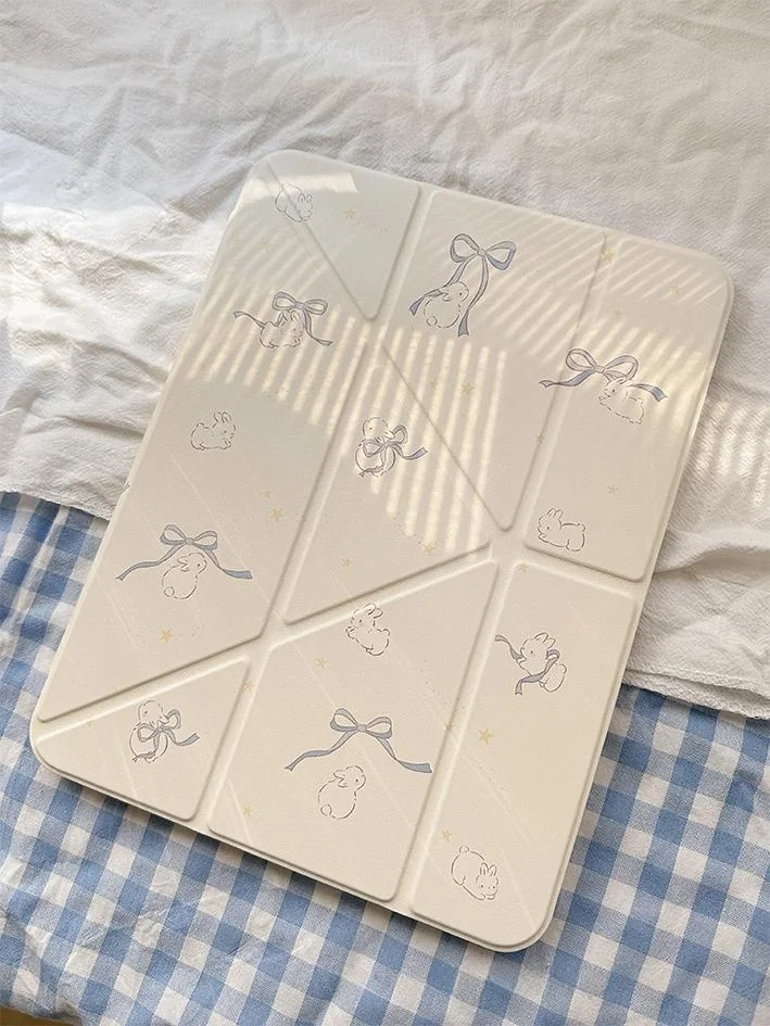 

Оригинальный акриловый защитный чехол Kiki для iPad-планшета с прорезью для ручки, милый кроличий узел, розовая звезда, дизайн, жесткая книга Y...