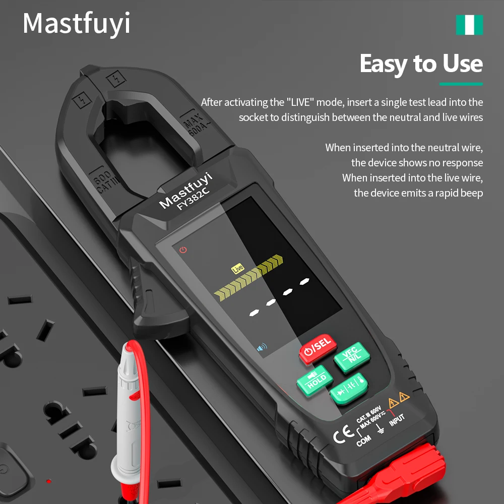 MASTFUYI 트루 RMS 클램프 멀티미터 AC DC 전류 전압 테스터 NCV 감지 기능 내장 충전식 배터리 HD 컬러 디스플레이