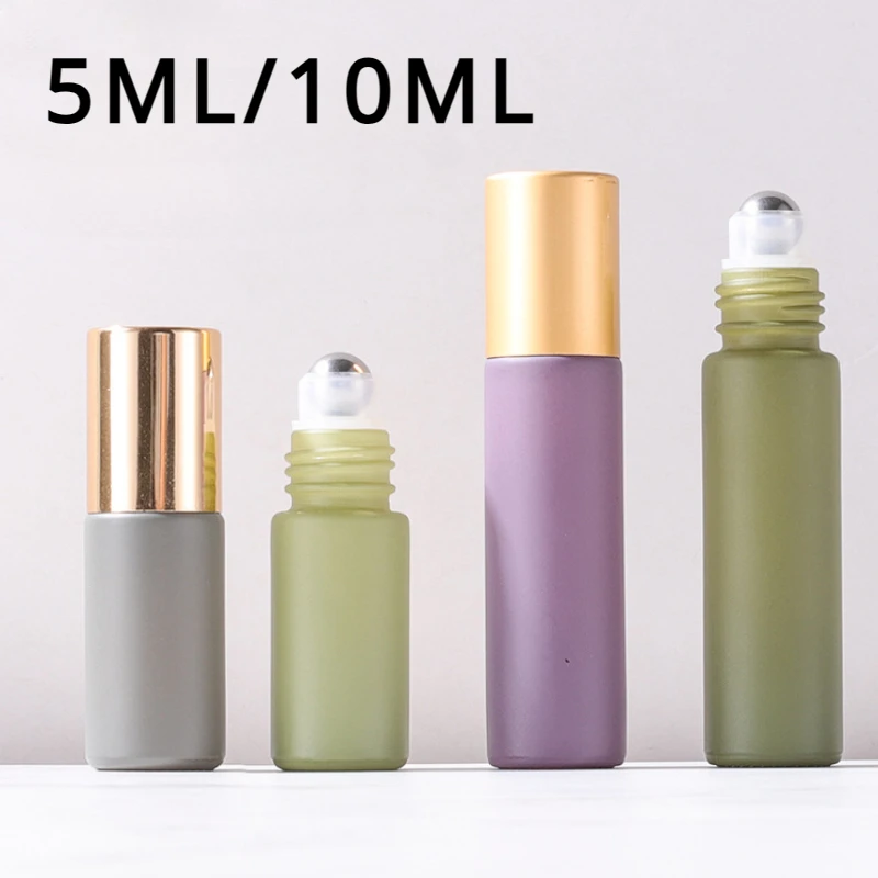 5ML 10ML Glass Morandi Roll on Bottle Essential Oils Roller Ball Vials for Perfume Aromatherapy Refillable Travel Perfume Empty