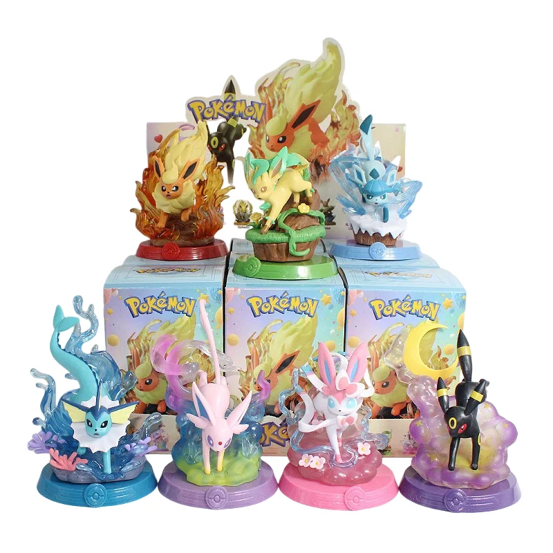

New Pokemon Figures Eeveelution Espeon Sylveon Glaceon Leafeon Vaporeon Umbreon Flareon Anime Figure Mystery Surprise Kids Gift