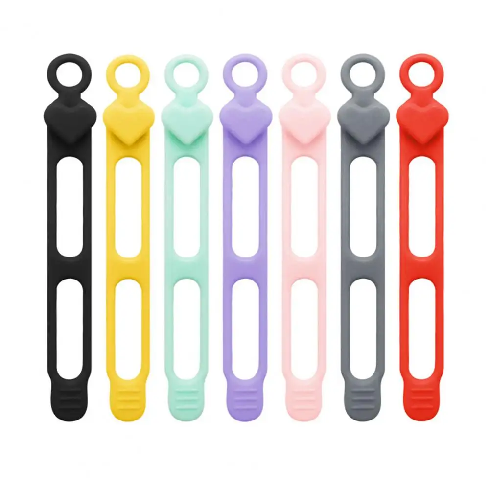 3/5/7/12/18/24Pcs Silicone Cable Tie Earphone Phone Charger Computer Power Cord Bundling Strap Reusable Elastic Wire Management