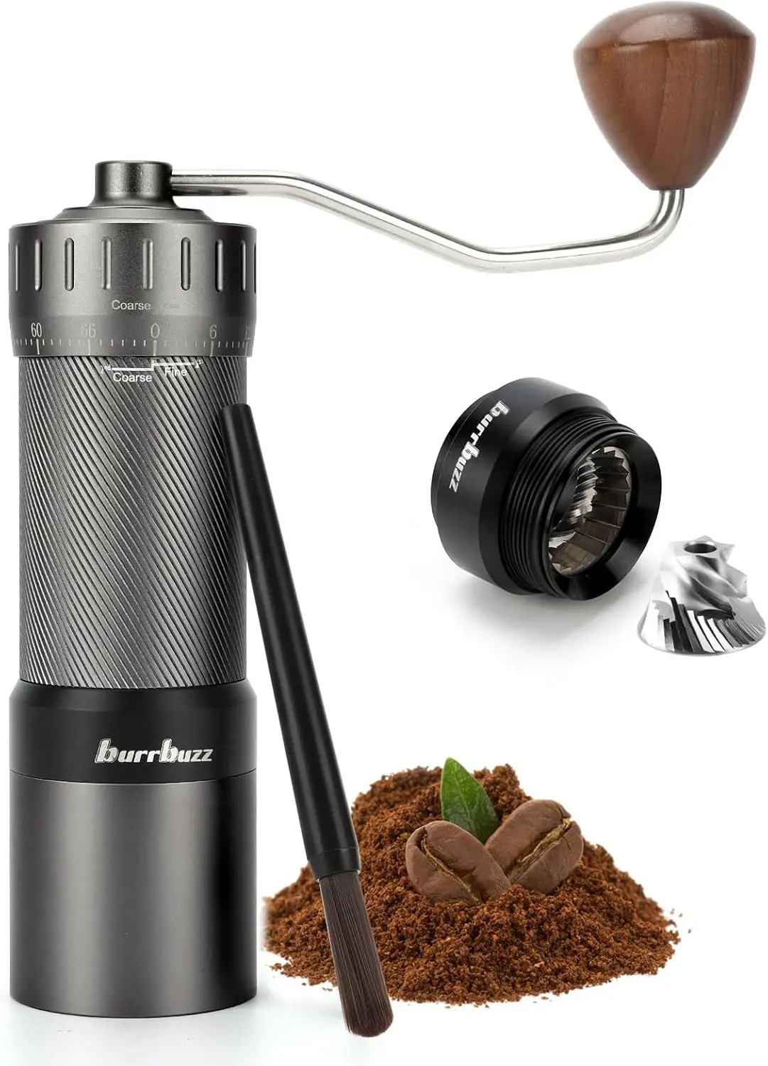 

Manual Coffee Grinder with External Adjustment, 35g Capacity, Magnetic Cup, Stainless Steel Burr for Espresso and French Press