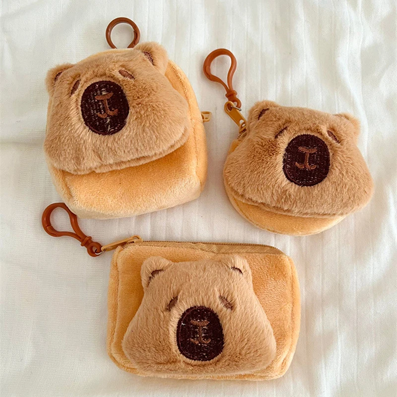 กระเป๋าใส่หูฟังน่ารักขนาดเล็ก dompet koin การ์ตูน capybara กระเป๋าใส่ตุ๊กตาผ้ากำมะหยี่กระเป๋าใส่การ์ดความจุขนาดใหญ่กระเป๋าแต่งหน้าแฟชั่นกระเป๋าลิปสติก