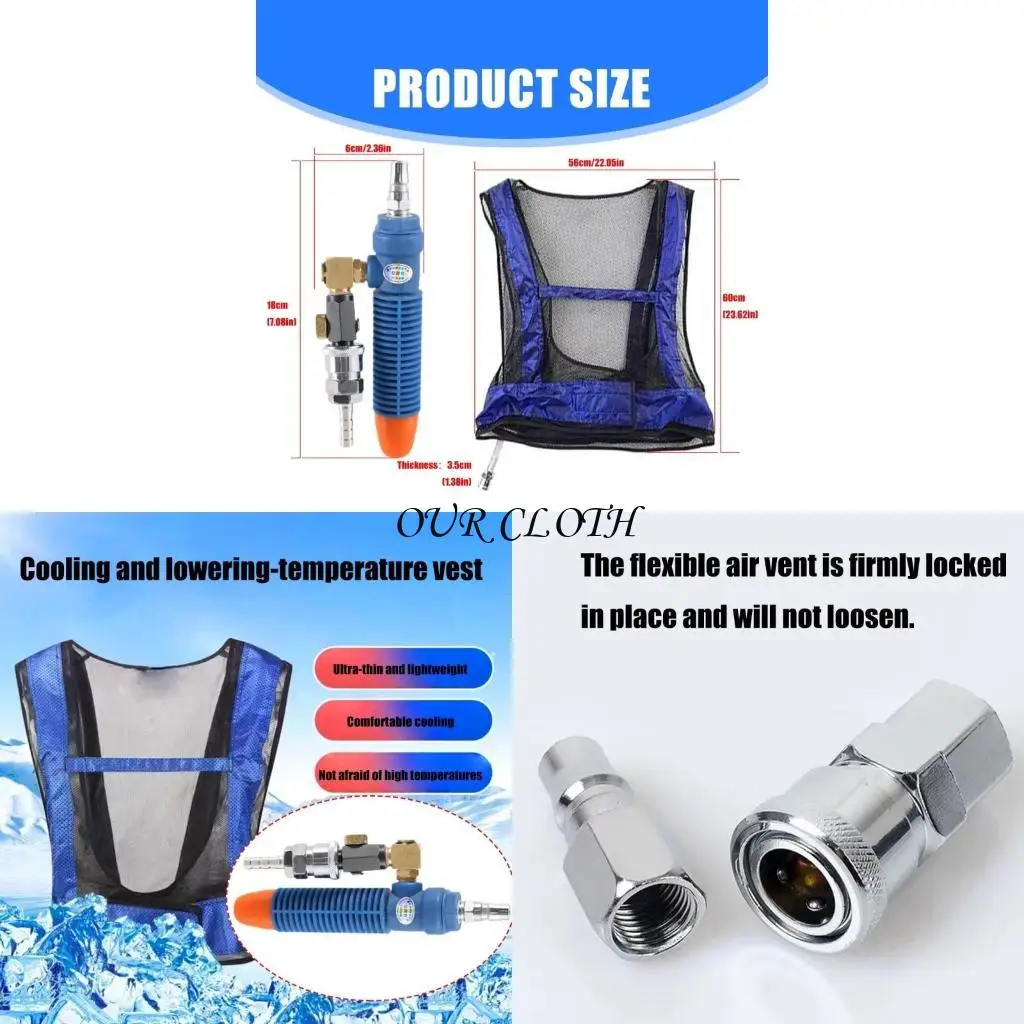 Adjustable Temperature Cooling Vest,Welding Steel Air Compressed Cooling Vest Vortexes Tube Air Conditioner Waistcoat Y1AC